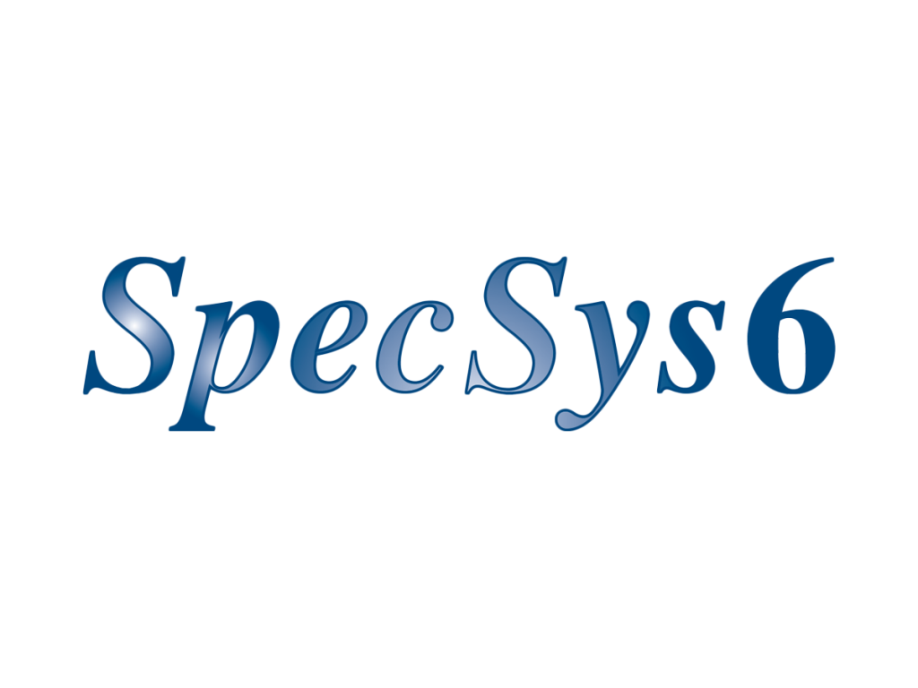 The logo for SpecSys 6, composed of text reading SpecSys 6. It is colored with a blue and white gradient.