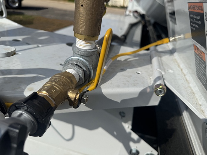 The standard valve located at the rear of an INTEGRALdx concrete redi-mix truck