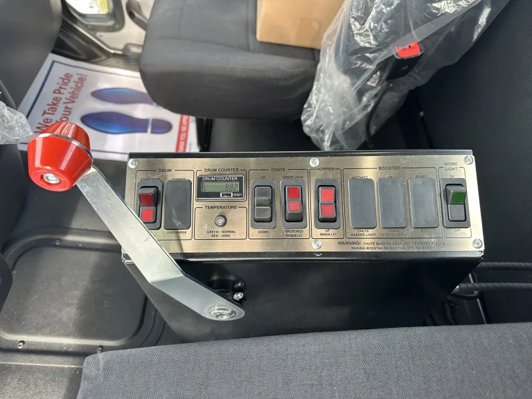 The in-cab cable controls of an EASI REDI-Mix Truck