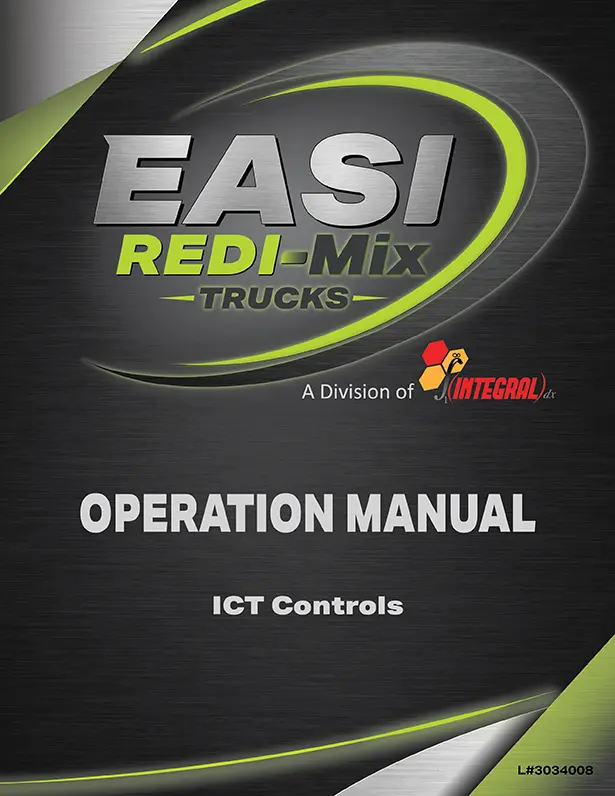 The cover for EASI REDI-Mix Trucks' operation manual (includes ICT controls only)