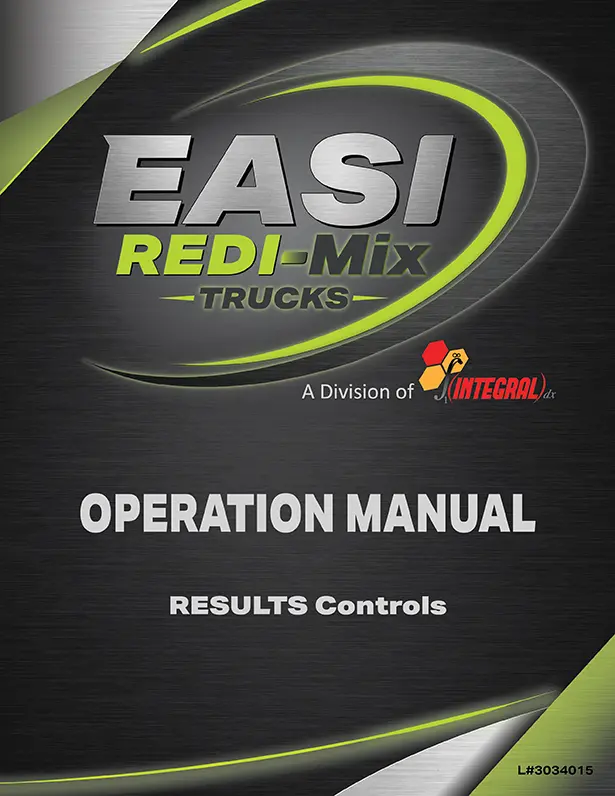 The cover for EASI REDI-Mix Trucks' operation manual (now including RESULTS controls)