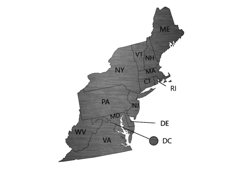 The northeast sales region for EASI REDI-Mix Trucks