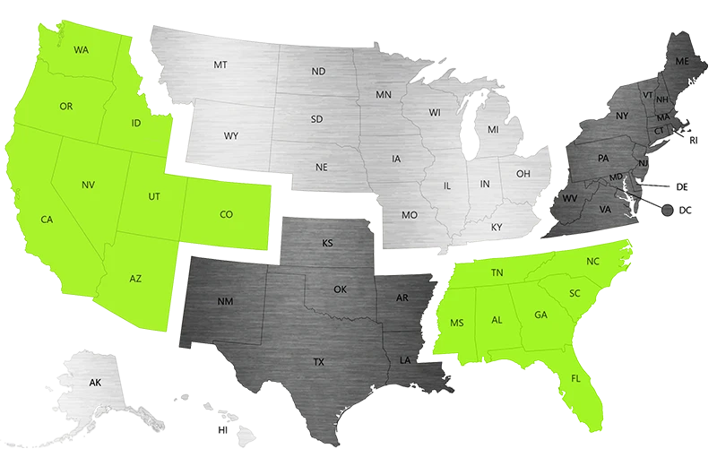 EASI REDI-Mix Trucks' regional sales map for the United States of America as of October 2026